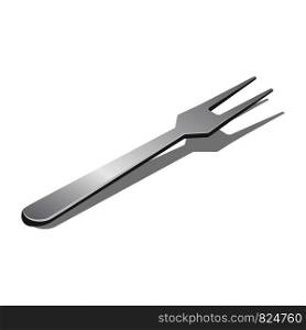 Steel fork for bbq icon. Isometric of steel fork for bbq vector icon for web design isolated on white background. Steel fork for bbq icon, isometric style