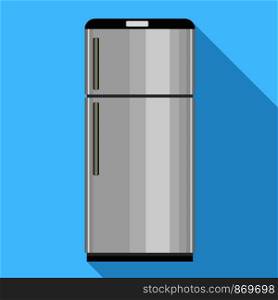 Steel fridge icon. Flat illustration of steel fridge vector icon for web design. Steel fridge icon, flat style