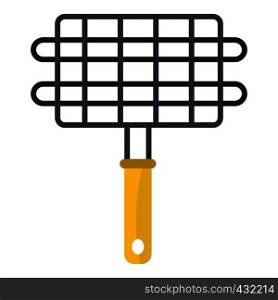 Steel grid for grill icon flat isolated on white background vector illustration. Steel grid for grill icon isolated
