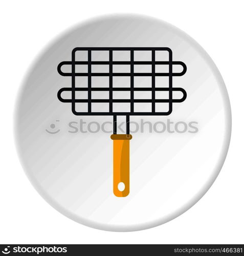 Steel grid for grill icon in flat circle isolated on white background vector illustration for web. Steel grid for grill icon circle