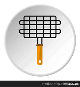Steel grid for grill icon in flat circle isolated on white background vector illustration for web. Steel grid for grill icon circle