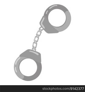 Steel handcuffs icon cartoon vector. Police equipment. Guard time. Steel handcuffs icon cartoon vector. Police equipment