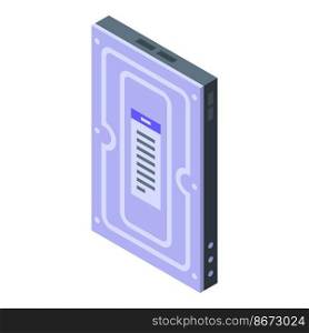 Steel hdd icon isometric vector. Digital computer. Camera disk. Steel hdd icon isometric vector. Digital computer