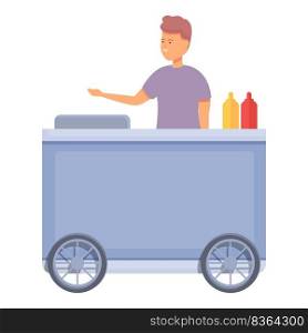 Steel hot dog cart icon cartoon vector. Street food. Stall vendor. Steel hot dog cart icon cartoon vector. Street food