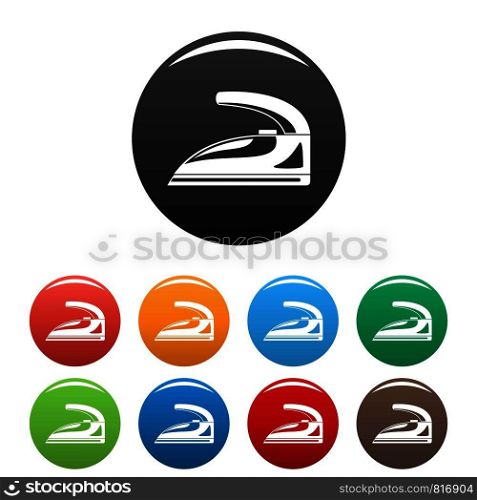 Steel iron icons set 9 color vector isolated on white for any design. Steel iron icons set color