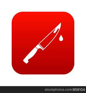 Steel knife icon digital red for any design isolated on white vector illustration. Steel knife icon digital red