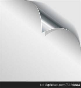 Steel page curl with white background.