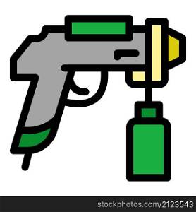 Steel paint pistol icon. Outline steel paint pistol vector icon color flat isolated. Steel paint pistol icon color outline vector