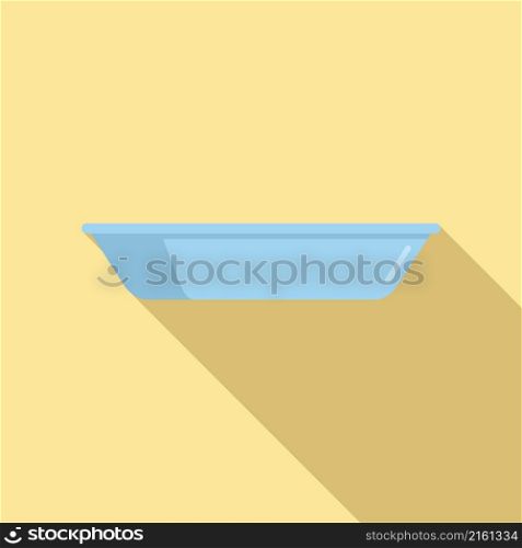 Steel plate icon flat vector. Food lunch. Empty plate. Steel plate icon flat vector. Food lunch