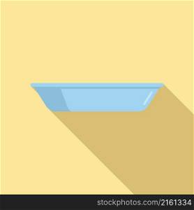 Steel plate icon flat vector. Food lunch. Empty plate. Steel plate icon flat vector. Food lunch