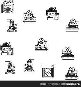 steel production industry metal vector seamless pattern thin line illustration. steel production industry metal vector seamless pattern