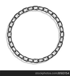 Steel round CHAIN frame for decorative headers. Gray ornates frames with CHAIN isolated on white background. Vector decorative element