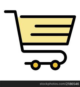 Steel shop cart icon. Outline steel shop cart vector icon color flat isolated. Steel shop cart icon color outline vector