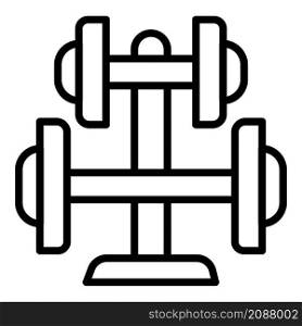 Steel stand dumbell icon. Outline steel stand dumbell vector icon for web design isolated on white background. Steel stand dumbell icon, outline style