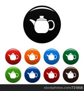 Steel teapot icon. Simple illustration of steel teapot vector icons set color isolated on white. Steel teapot icons set color vector