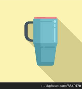 Steel thermo cup icon flat vector. Plastic mug. Travel flask. Steel thermo cup icon flat vector. Plastic mug