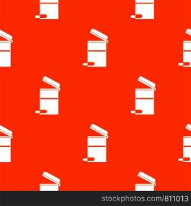 Steel trashcan pattern repeat seamless in orange color for any design. Vector geometric illustration. Steel trashcan pattern seamless