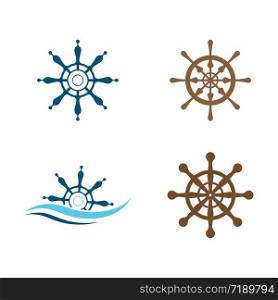 Steering ship logo vector icon illustration design