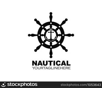 steering ship vector logo icon of nautical maritime design