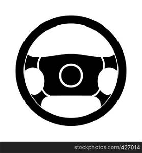 Steering wheel black simple icon isolated on white background. Steering wheel black simple icon