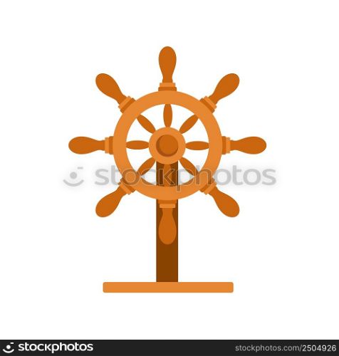 Steering wheel boat isolated on white background. Boat rudder. Captain helm. Vector stock