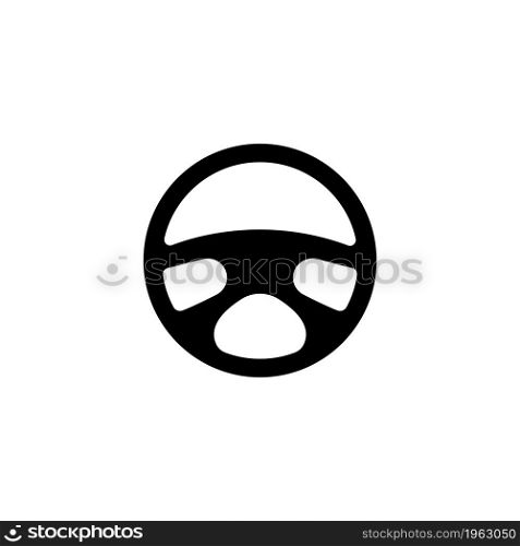 Steering Wheel. Flat Vector Icon. Simple black symbol on white background. Steering Wheel Flat Vector Icon