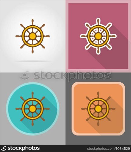 steering wheel for ship flat icons vector illustration isolated on background