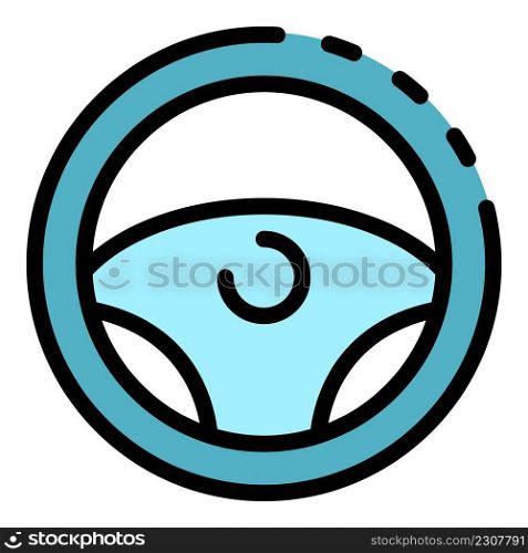 Steering wheel icon. Outline steering wheel vector icon color flat isolated. Steering wheel icon color outline vector