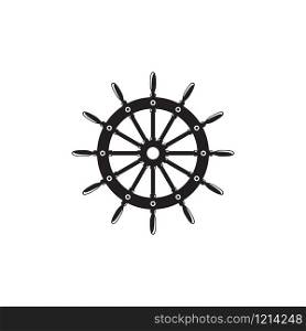 Steering wheel logo design template related to sailing or nautical activity