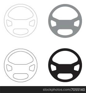 Steering wheel the black and grey color set icon .. Steering wheel it is the black and grey color set icon .