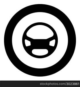 Steering wheel the black color icon in circle or round vector illustration