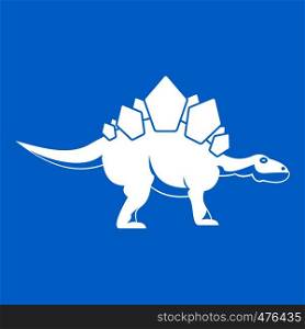 Stegosaurus dinosaur icon white isolated on blue background vector illustration. Stegosaurus dinosaur icon white