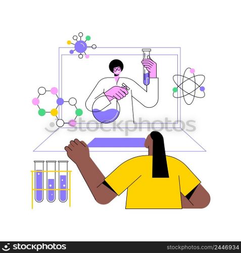 STEM activities abstract concept vector illustration. STEM during quarantine, fun home learning activity, self-isolation science entertainment, engineering challenge for kids abstract metaphor.. STEM activities abstract concept vector illustration.