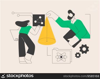 STEM education abstract concept vector illustration. STEM integration, engineering for kids, learning programming process, technology class, chemical experiment, smart children abstract metaphor.. STEM education abstract concept vector illustration.