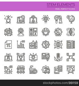 STEM Elements , Thin Line and Pixel Perfect Icons