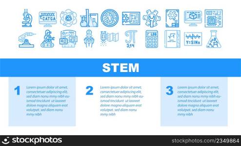 Stem Engineer Process And Science Landing Web Page Header Banner Template Vector. Educational Book And Trigonometry Formula, Stem Engineering Processing Laboratory Researching, Software Illustration. Stem Engineer Process And Science Landing Header Vector