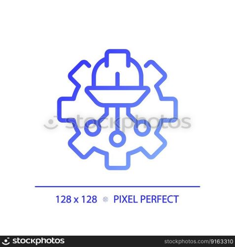 STEM in engineering pixel perfect gradient linear vector icon. Improvement of networks building. Digital technology. Thin line color symbol. Modern style pictogram. Vector isolated outline drawing. STEM in engineering pixel perfect gradient linear vector icon