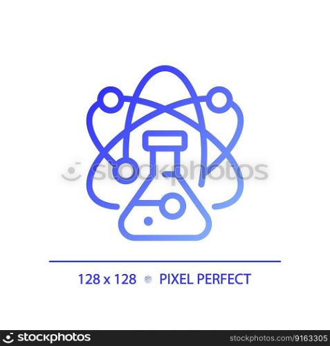 STEM in science pixel perfect gradient linear vector icon. Data mining technology in education. Researching methods. Thin line color symbol. Modern style pictogram. Vector isolated outline drawing. STEM in science pixel perfect gradient linear vector icon