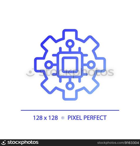 STEM in technology pixel perfect gradient linear vector icon. Computing systems development. Digitization of education. Thin line color symbol. Modern style pictogram. Vector isolated outline drawing. STEM in technology pixel perfect gradient linear vector icon
