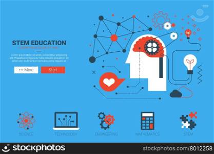 STEM- science, technology, engineering and mathematics website concept with icon in flat design
