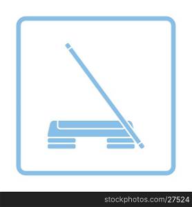 Step board and stick icon. Blue frame design. Vector illustration.