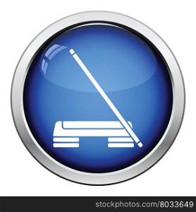 Step board and stick icon. Glossy button design. Vector illustration.