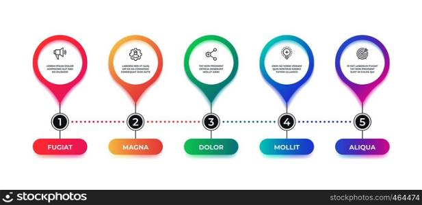 Step infographic. 5 options timeline flow chart, business graphic element, workflow layout infographic diagram. Vector 5 step graphic banner concept. Step infographic. 5 options timeline flow chart, business graphic element, workflow layout diagram. Vector 5 step graphic banner