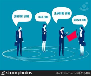 Stepping outside comfort zone. Business zone vector illustration