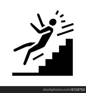 steps fall man accident glyph icon vector. steps fall man accident sign. isolated symbol illustration. steps fall man accident glyph icon vector illustration
