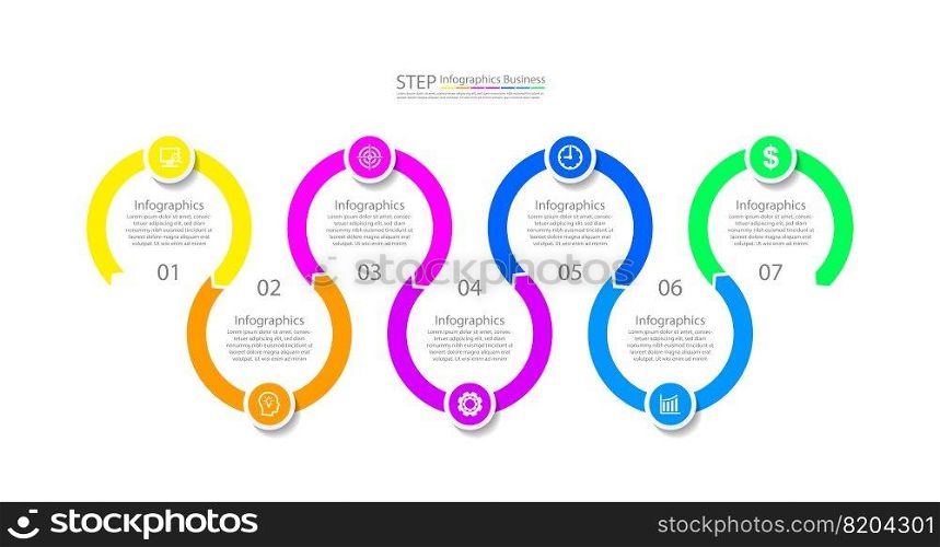 Steps infographics business template abstract background colorful design
