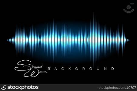 Stereo audio waveform poster. Abstract sound wave vector background. Stereo audio waveform poster