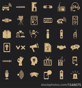 Stereo music icons set. Simple style of 36 stereo music vector icons for web for any design. Stereo music icons set, simple style