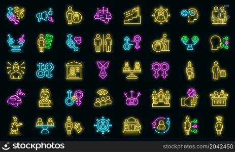Stereotype icons set outline vector. Senior descrimination. Age life. Stereotype icons set vector neon