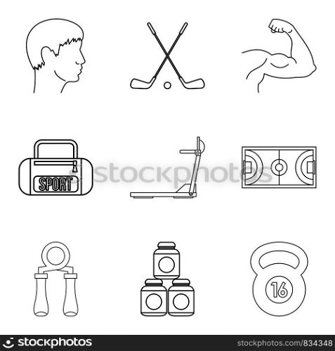 Steroid icons set. Outline set of 9 steroid vector icons for web isolated on white background. Steroid icons set, outline style